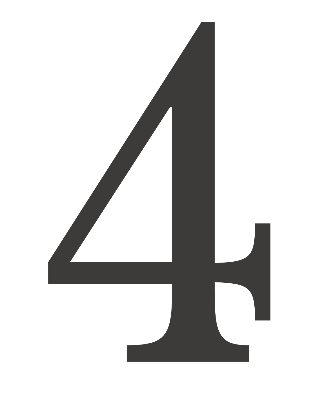 Large black number four with a small black number five behind it