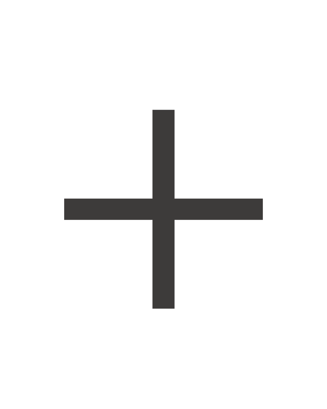 Black background with a large gray plus sign in the center.