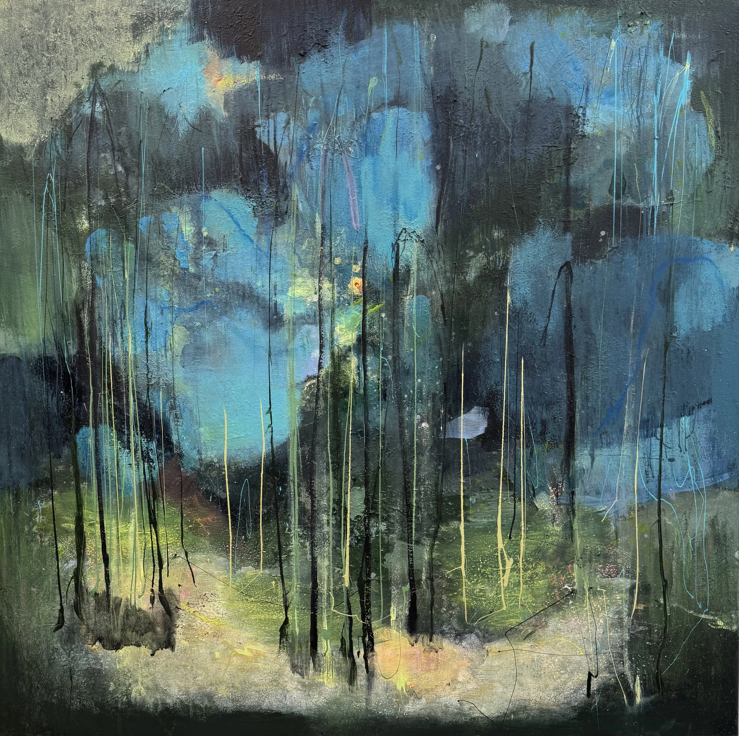 originalt-akrylmaleri-til-salgs-stort maleri av skogen på veggen i stuen