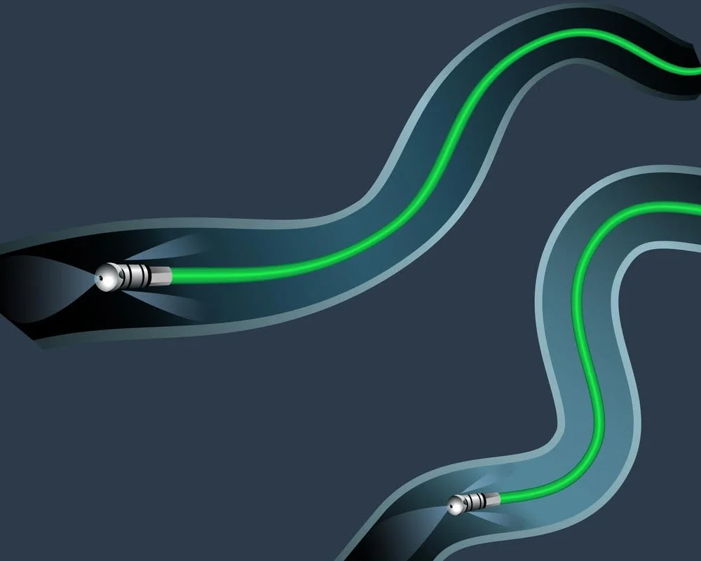 Illustration of hydro jetting tubes cleaning out pipes.