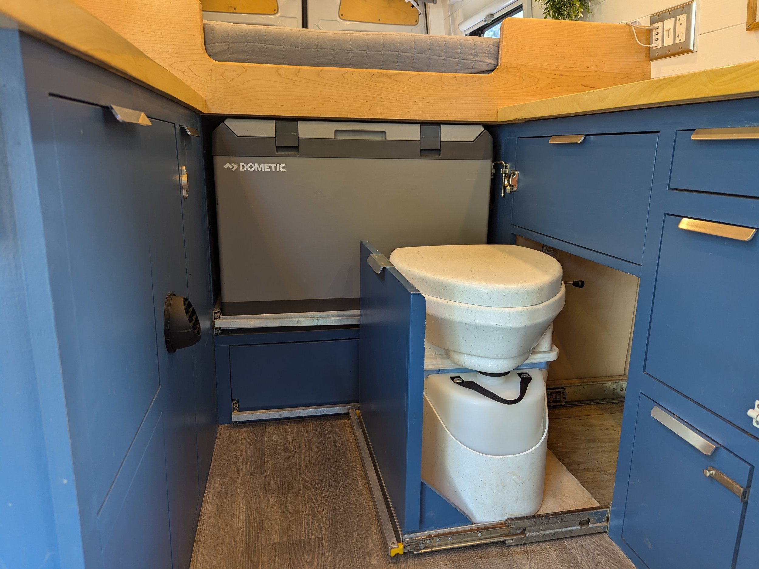 Nature's head toilet doubles as step to the bed