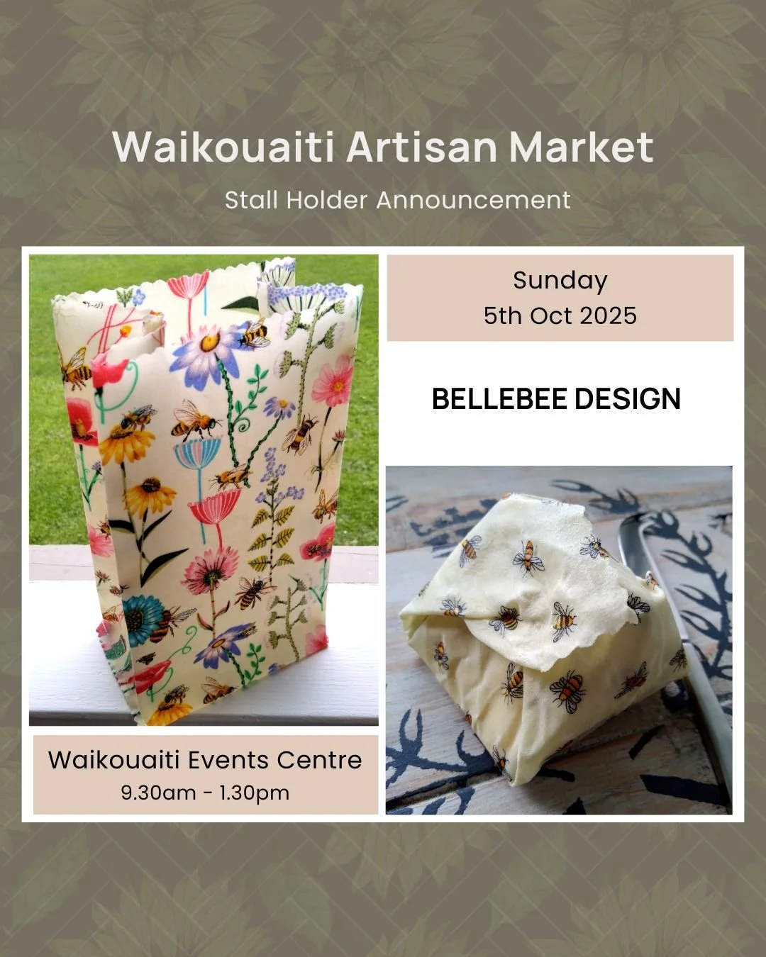 ✨ Stall Announcement &ndash; @bellebeedesign_nz ✨ 

#waikouaitimarket #otagoartisanmarket #otagoartisans
