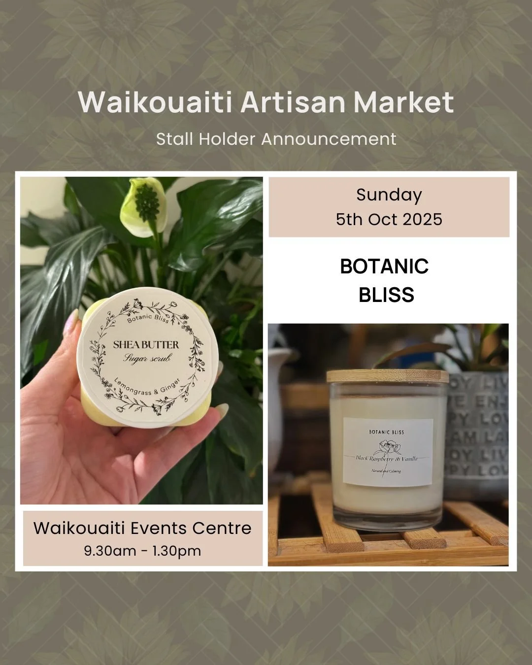 ✨ Stall Announcement &ndash; @botanicblissnz ✨

#otagoartisanmarket #waikouaitimarket #otagoartisans