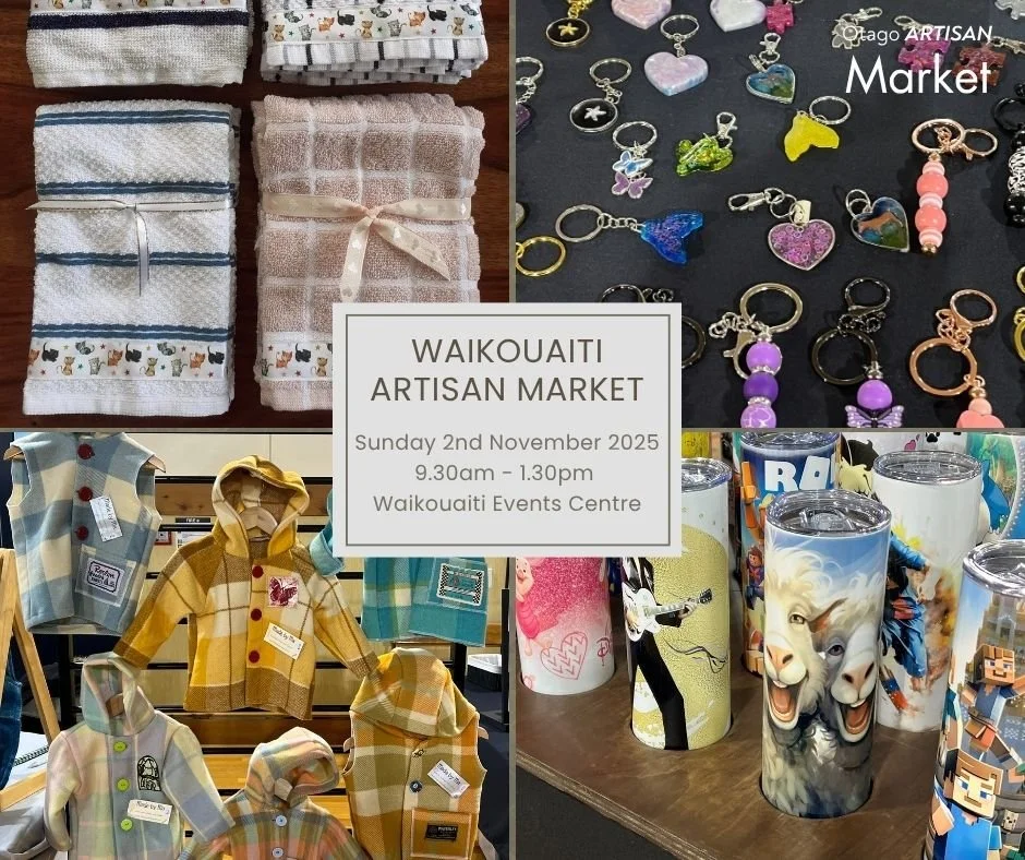 📅 1 Week to Go!
Our next Waikouaiti Artisan Market is just 7 days away &ndash; join us on Sunday 2nd November from 9:30am to 1:30pm at the Waikouaiti Events Centre.

Come along for:
🛍️ Handmade goods by talented local artisans
☕ Fresh coffee from C