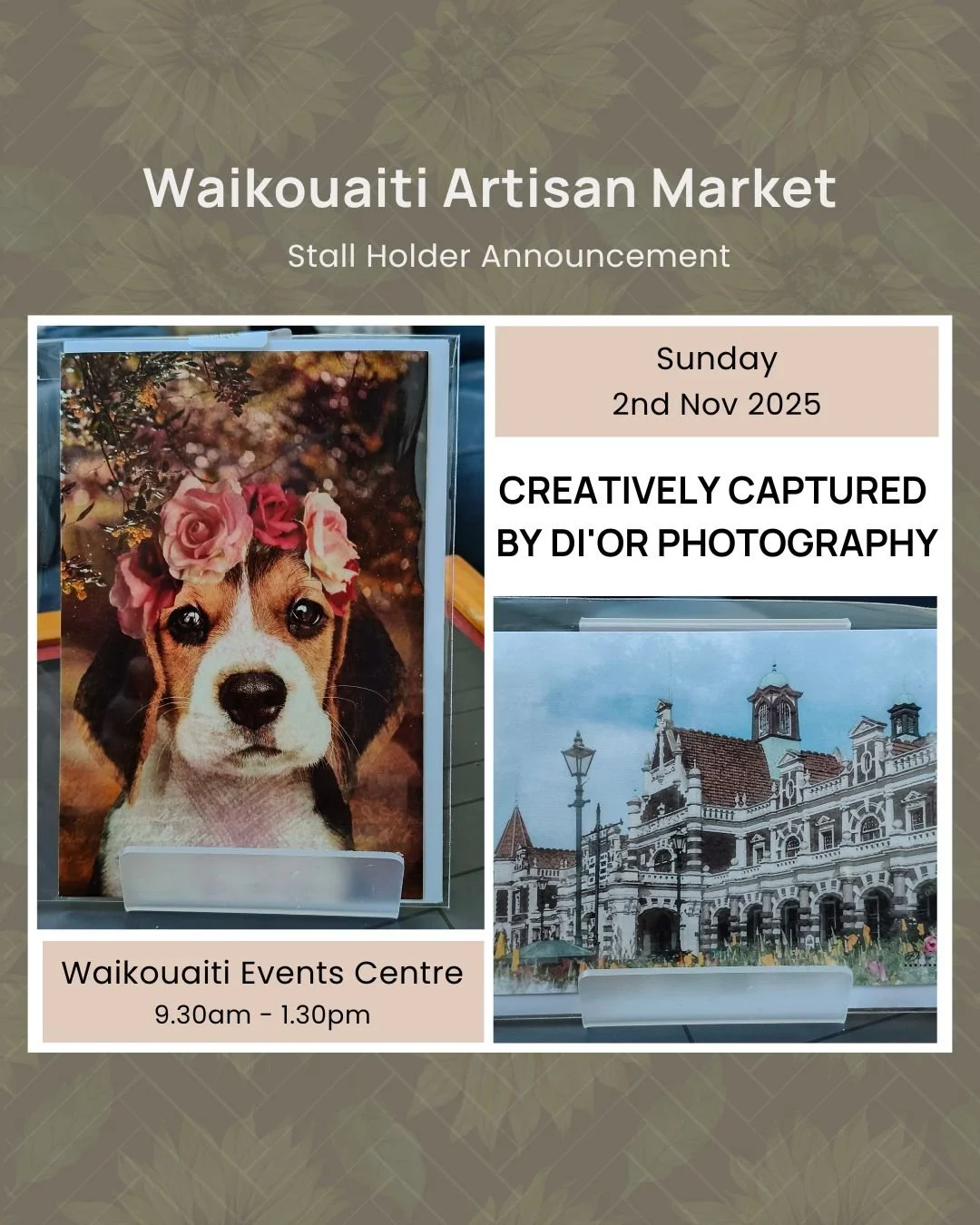 ✨ Stall Announcement &ndash; @creativelycapturedbydiorphotos ✨

#waikouaitimarket #otagoartisanmarket #otagoartisans