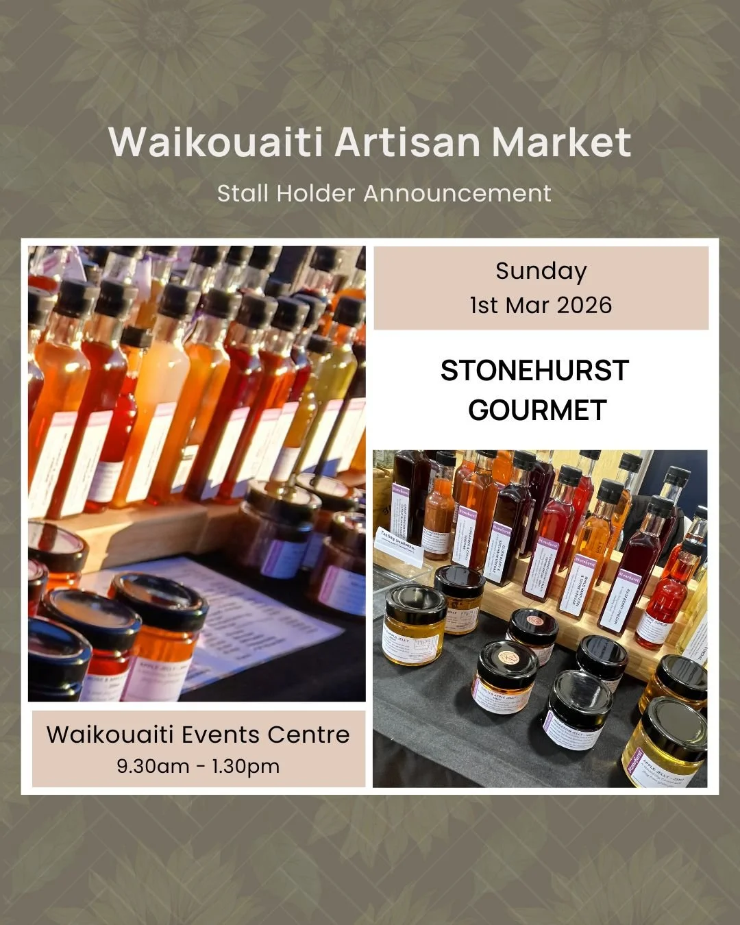 ✨ Stall Announcement &ndash; @stonehurstgourmetltd ✨

#otagoartisanmarket #Otagoartisans