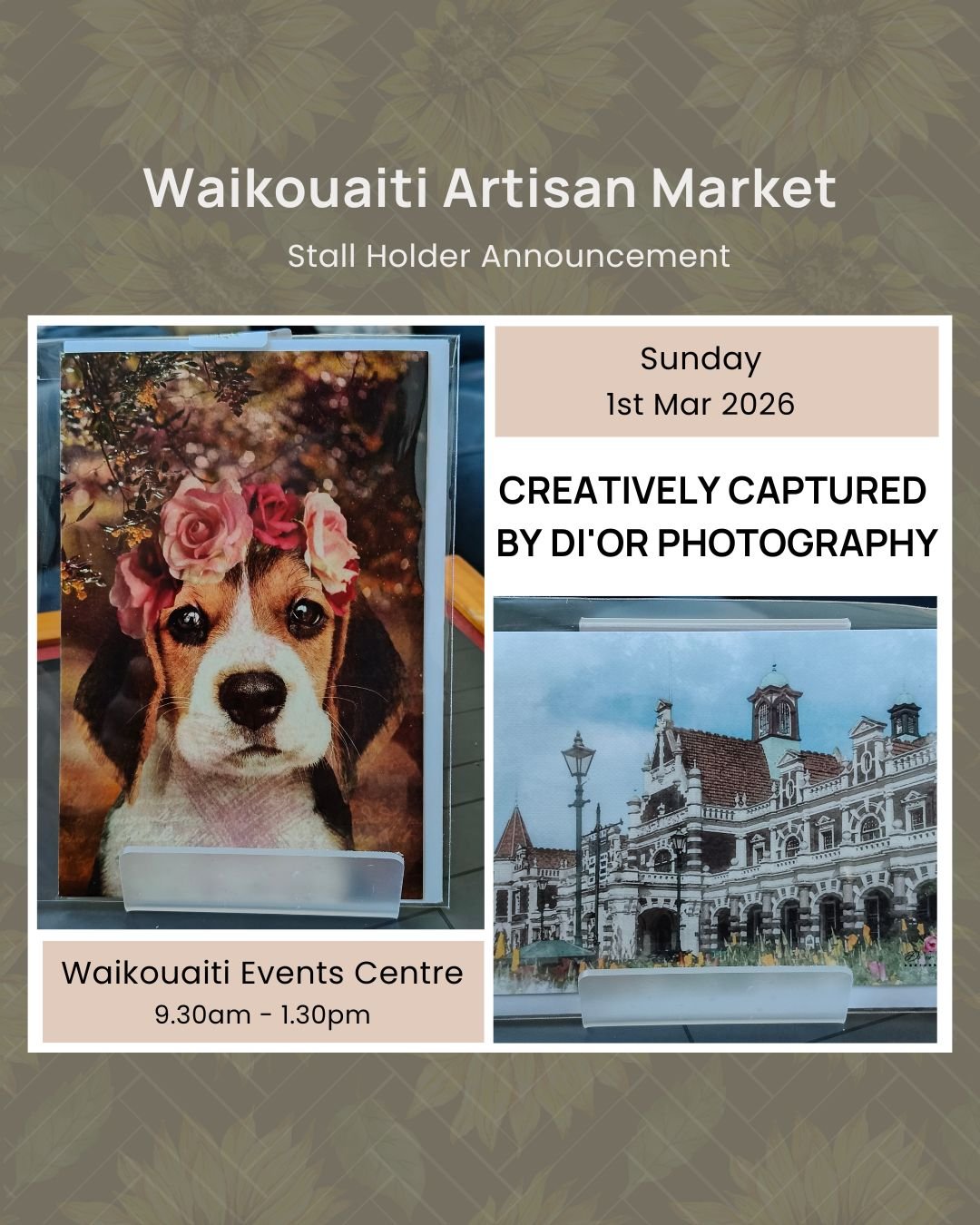 ✨ Stall Announcement &ndash; @creativelycapturedbydiorphotos ✨

#waikouaitmarket #otagoartisanmarket