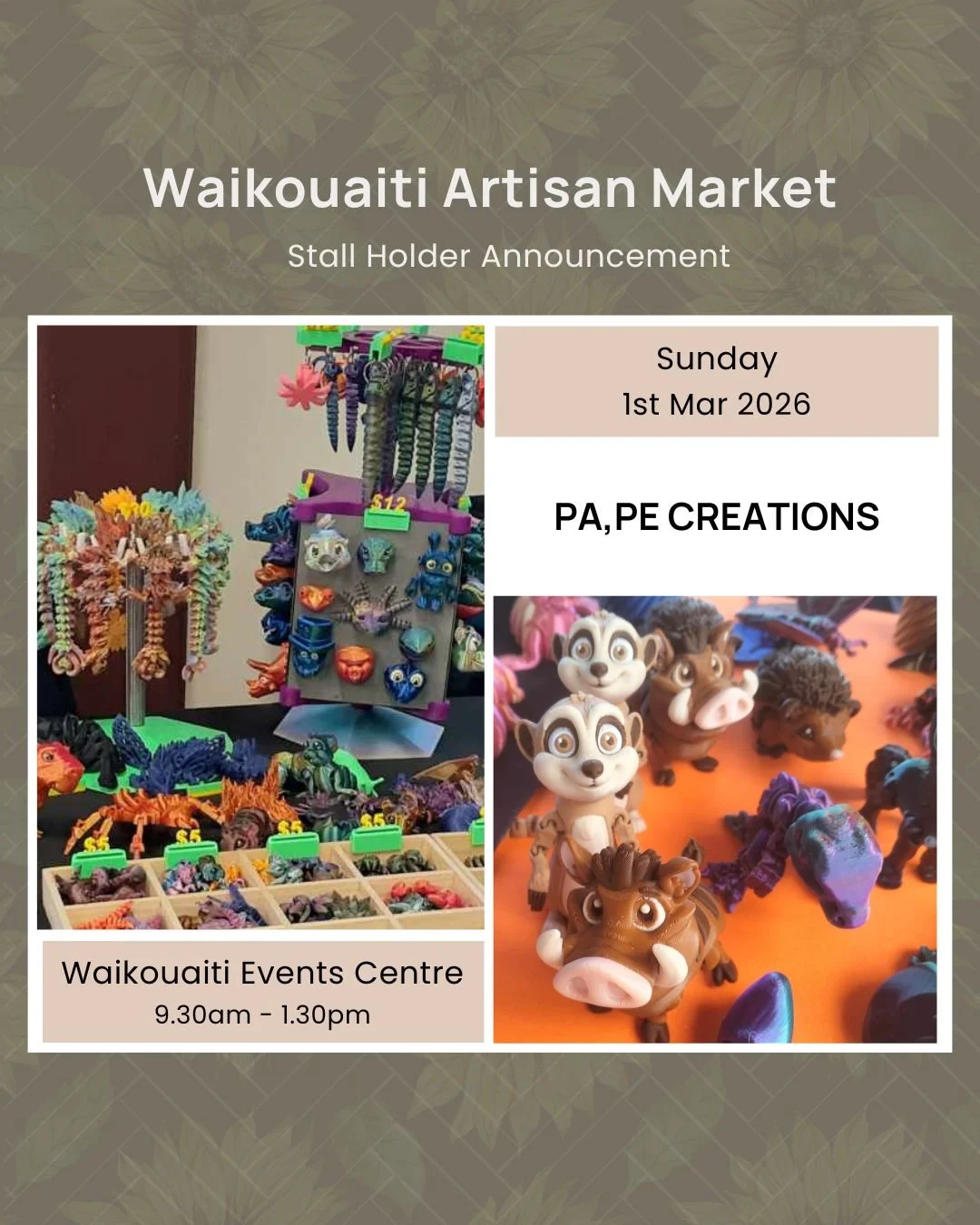 ✨ Stall Announcement &ndash; @pa.pe_creations_nz ✨

#waikouaitimarket #otagoartisanmarket #otagoartisans