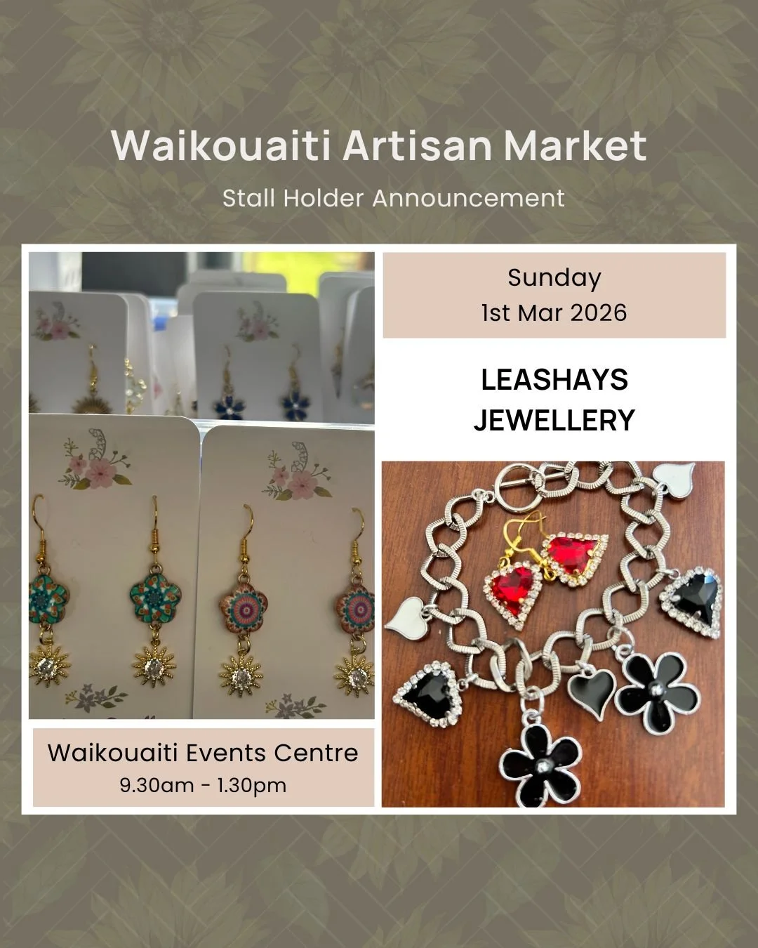 ✨ Stall Announcement &ndash; Leashays Jewellery ✨

#waikouaitimarket #otagoartisanmarket #otagoartisans