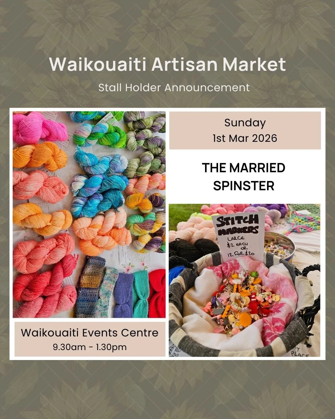 ✨ Stall Announcement &ndash; @themarriedspinster_nz ✨

#waikouaitimarket #otagoartisanmarket #otagoartisans