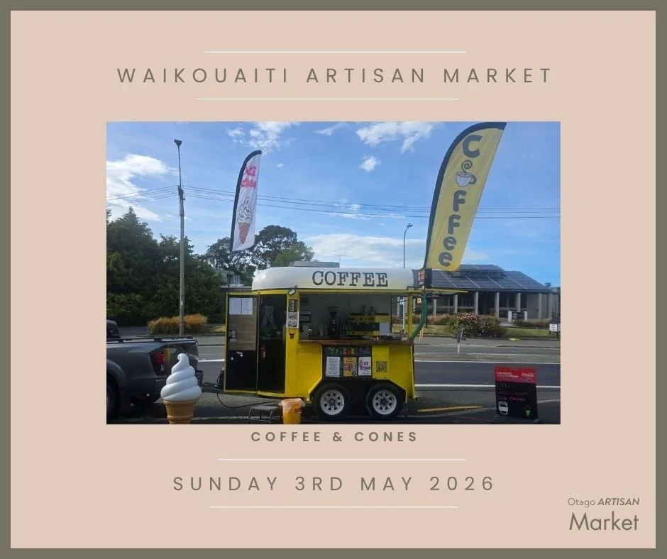 Good news for the coffee lovers!

Coffee &amp; Cones will be at the market on Sunday 3 May, so you can kick off your morning properly before you hit the stalls.

Waikouaiti Events Centre, 9.30am to 1.30pm. Come for the coffee, stay for everything els
