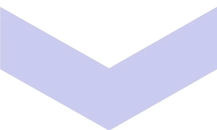 A stylized graphic with a white background and two downward-pointing chevrons in light purple.