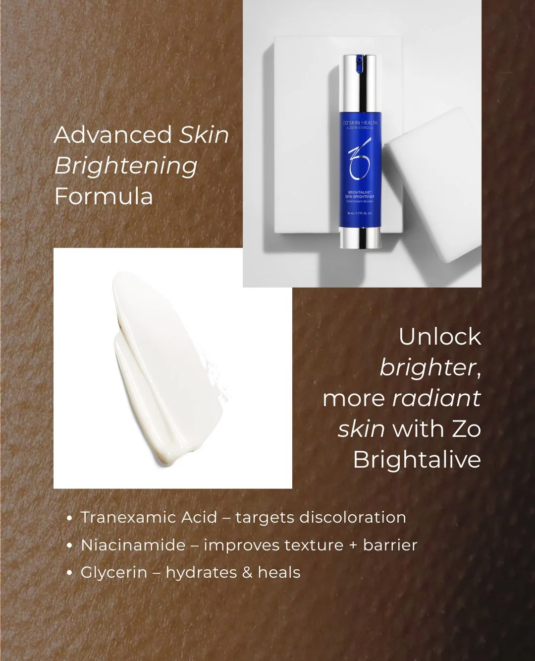 ✨ Dark spots, uneven texture, or dullness making your skin look tired? @zoskinhealth Brightalive was designed to target all of that without irritation.

Here is why it works:
🌟 Tranexamic Acid helps calm pigmentation and fade discoloration.
🌟 Niaci
