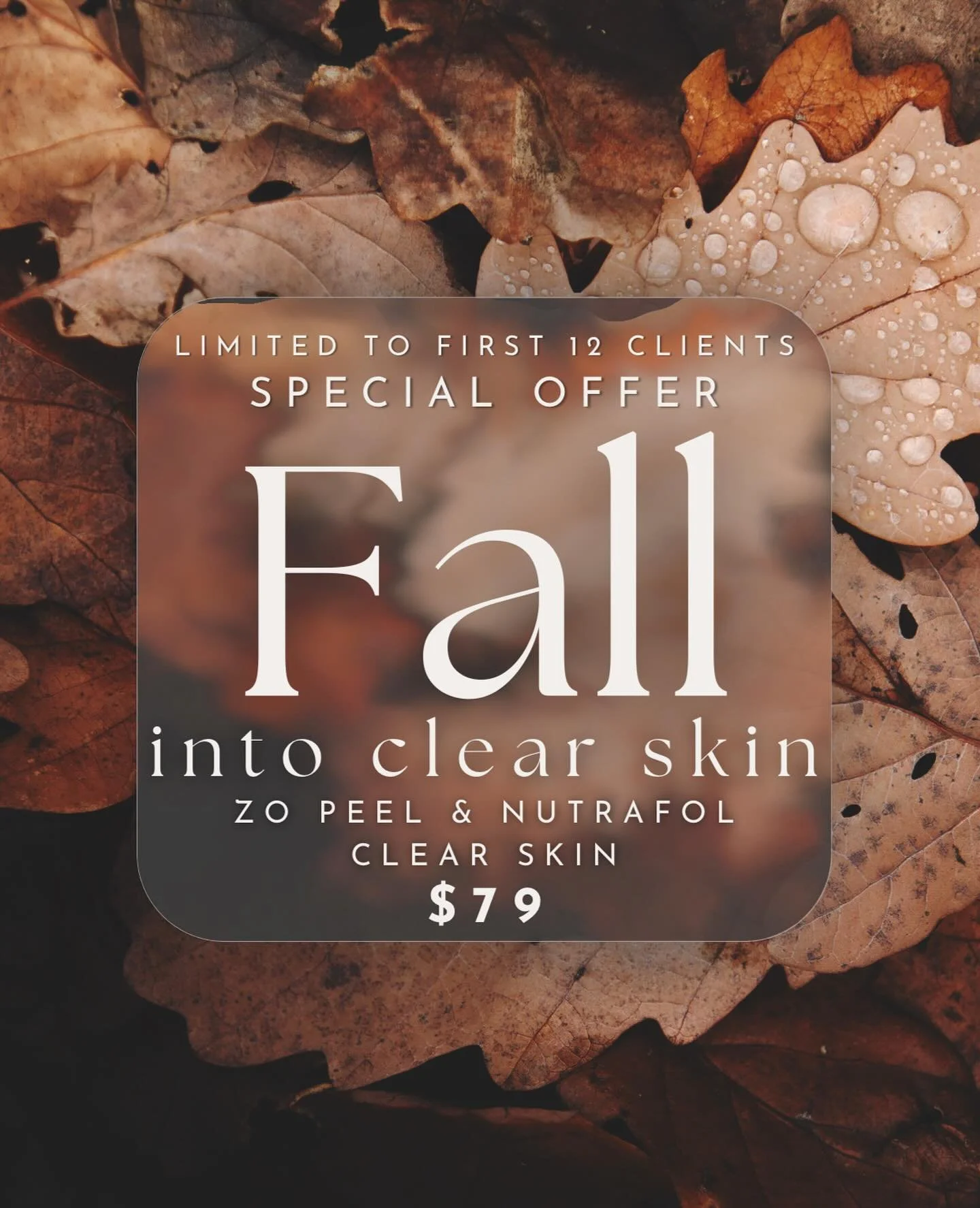 THIS WEEK ONLY ๐ 
๐ Fall into clear, glowing skin โจ
ZO Peel + Nutrafol Clear Skin for just $79 — limited to the first 12 Athens clients!
DM us to book your spot ๐‍โ๏ธ
#AthensMedSpa #AthensGA #AthensGeorgiaBeauty #FallSkinSpecial #MedSpa