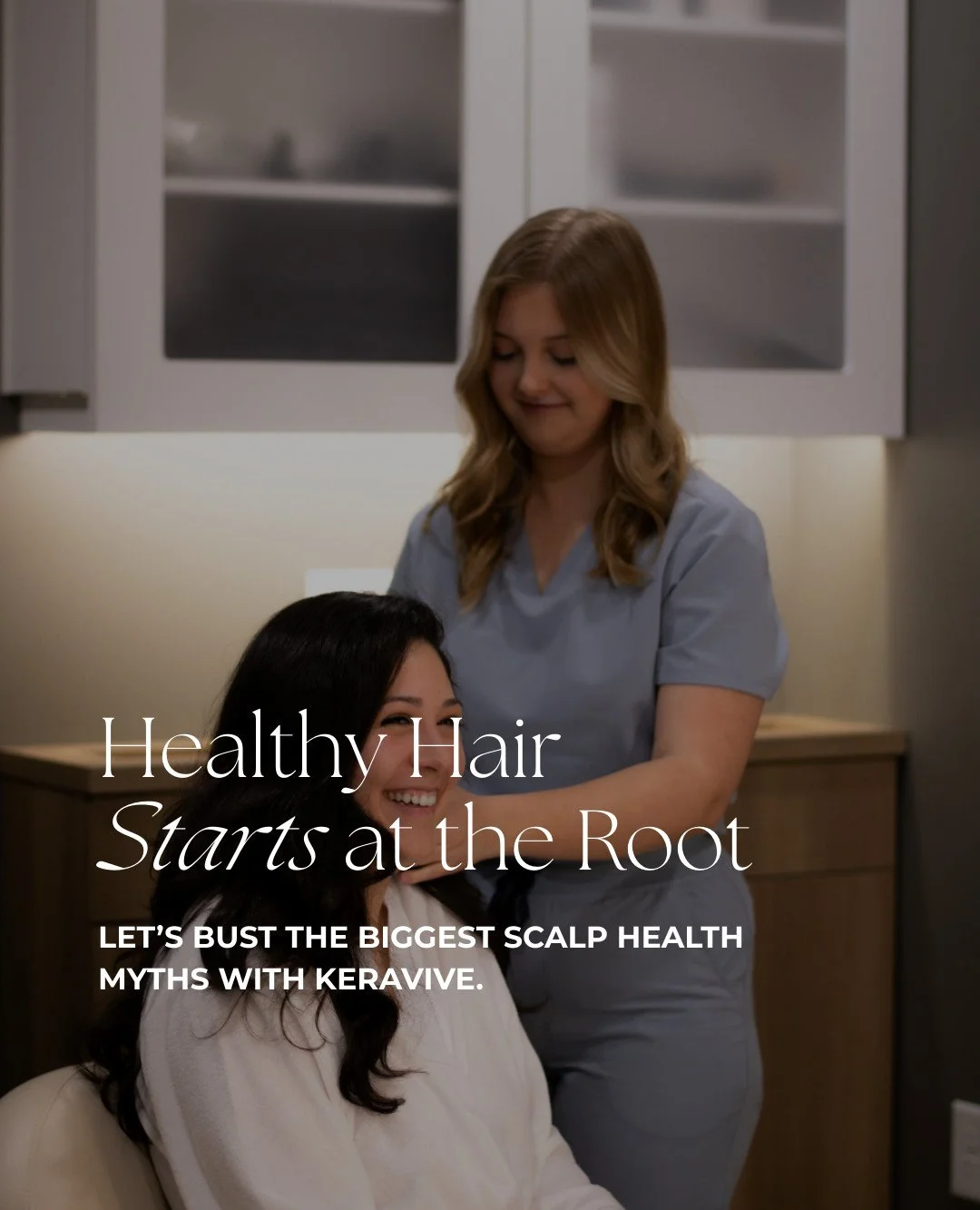 ๐งด We spend so much time on skincare routines, but what about scalp care? A healthy scalp is the foundation for stronger, thicker, more vibrant hair. 
Keravive works by cleansing away buildup, exfoliating dead skin, and infusing growth-boosting pept