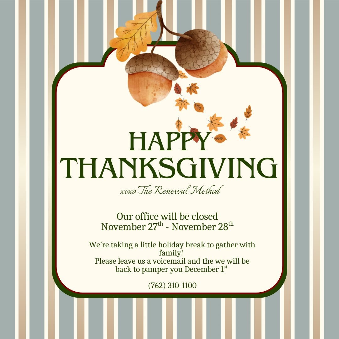 Our hearts (and plates) are full! 🦃🍗

We&rsquo;ll be closed for Thanksgiving and back on Monday December 1st to help keep your beauty goals merry and bright! ❤️