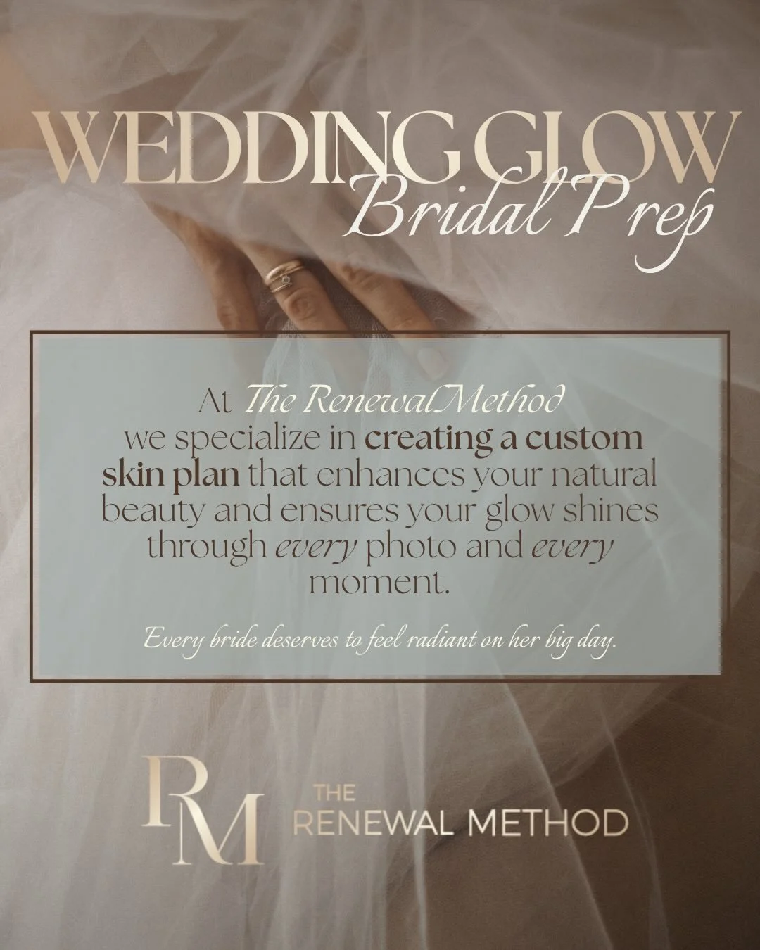 Introducing Bridal Aesthetics by The Renewal Method 

Engaged? Wedding on the horizon? Elevate your elegance with our NEW Bridal Packages, the ultimate in luxury skin prep for brides, grooms, and the entire bridal party.

💎 Mix &amp; Match Your Glow