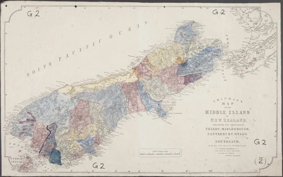 19th century map of the South Island.