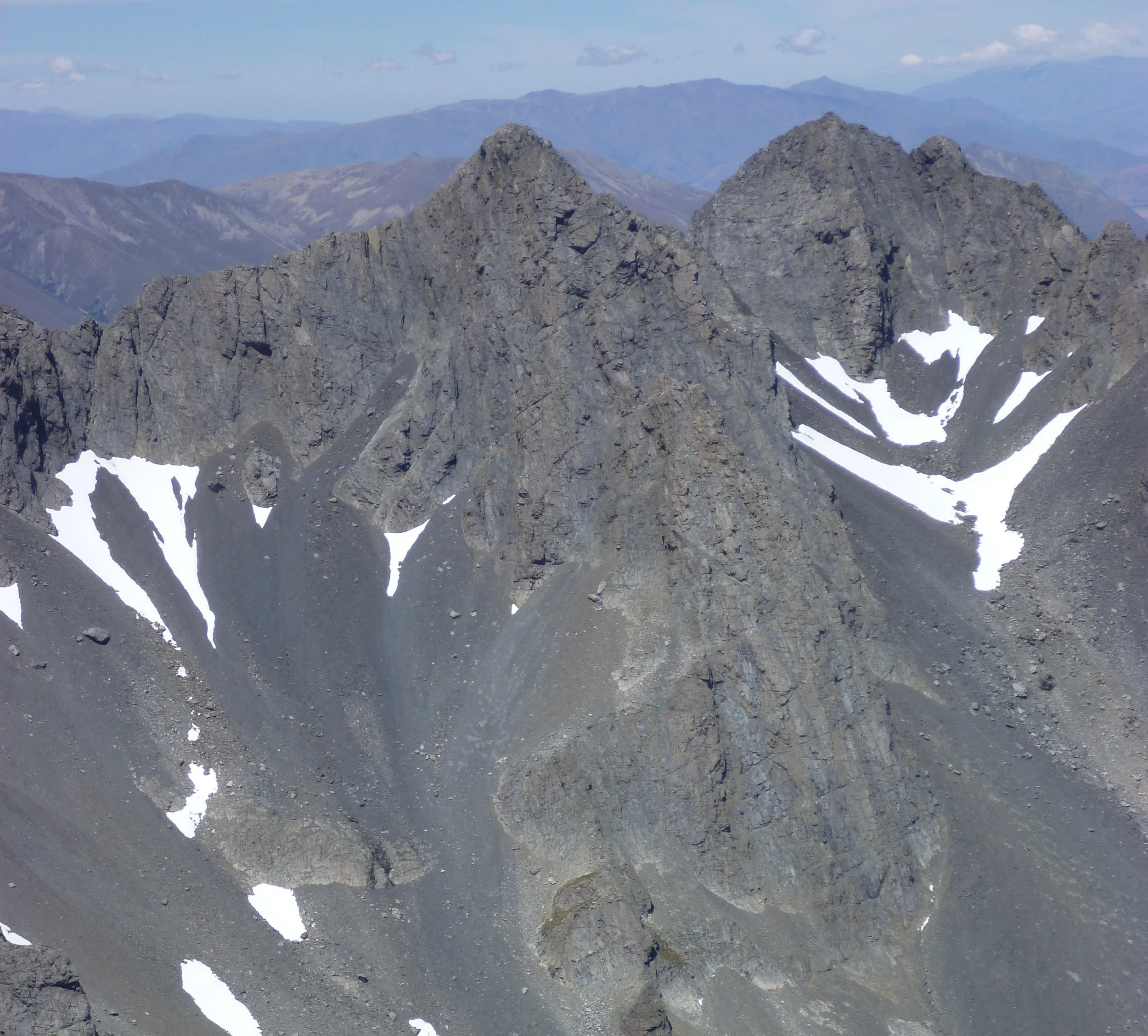 Close-up image of a mountain showing scree slopes.