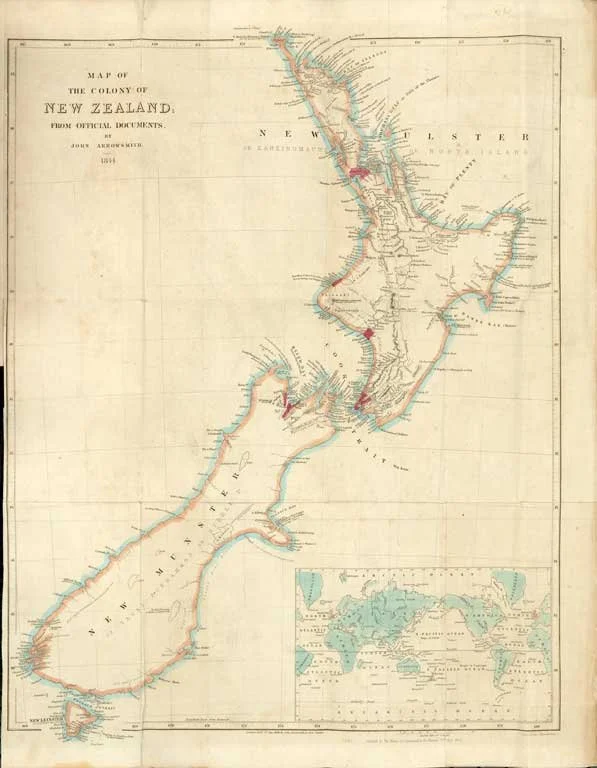 19th century map of New Zealand.