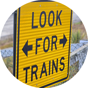 Sign that says Look for Trains