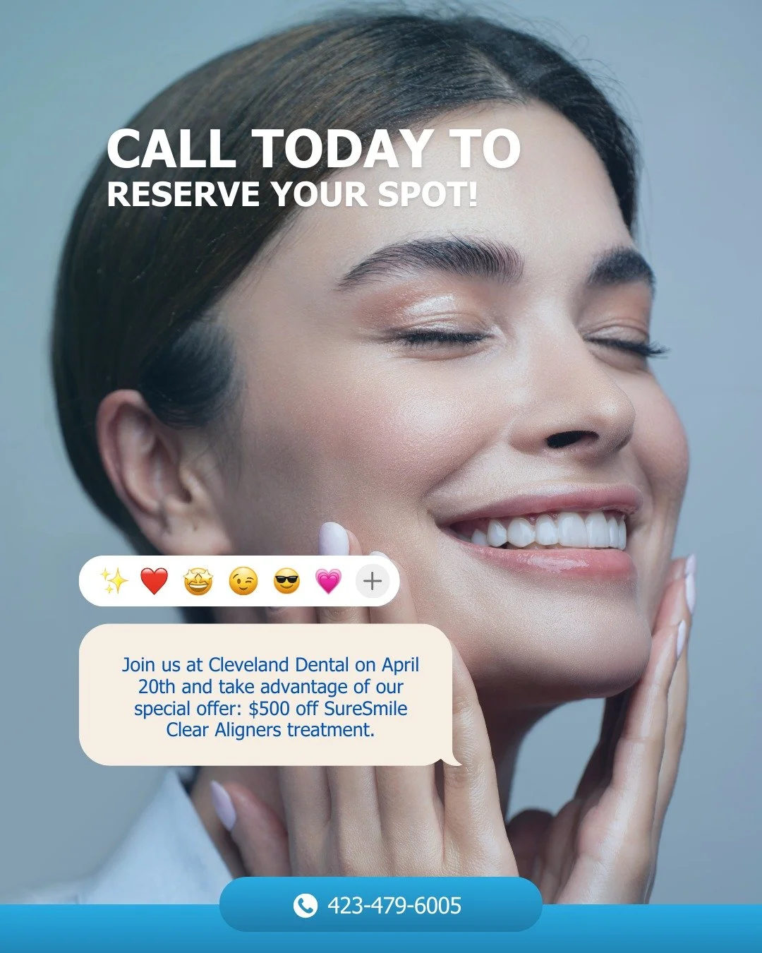 Straighten Your Smile✨ 
SureSmile Clear Aligners
$500 OFF Treatment
April 20th

📞 Call to reserve your spot
(423) 479-6005