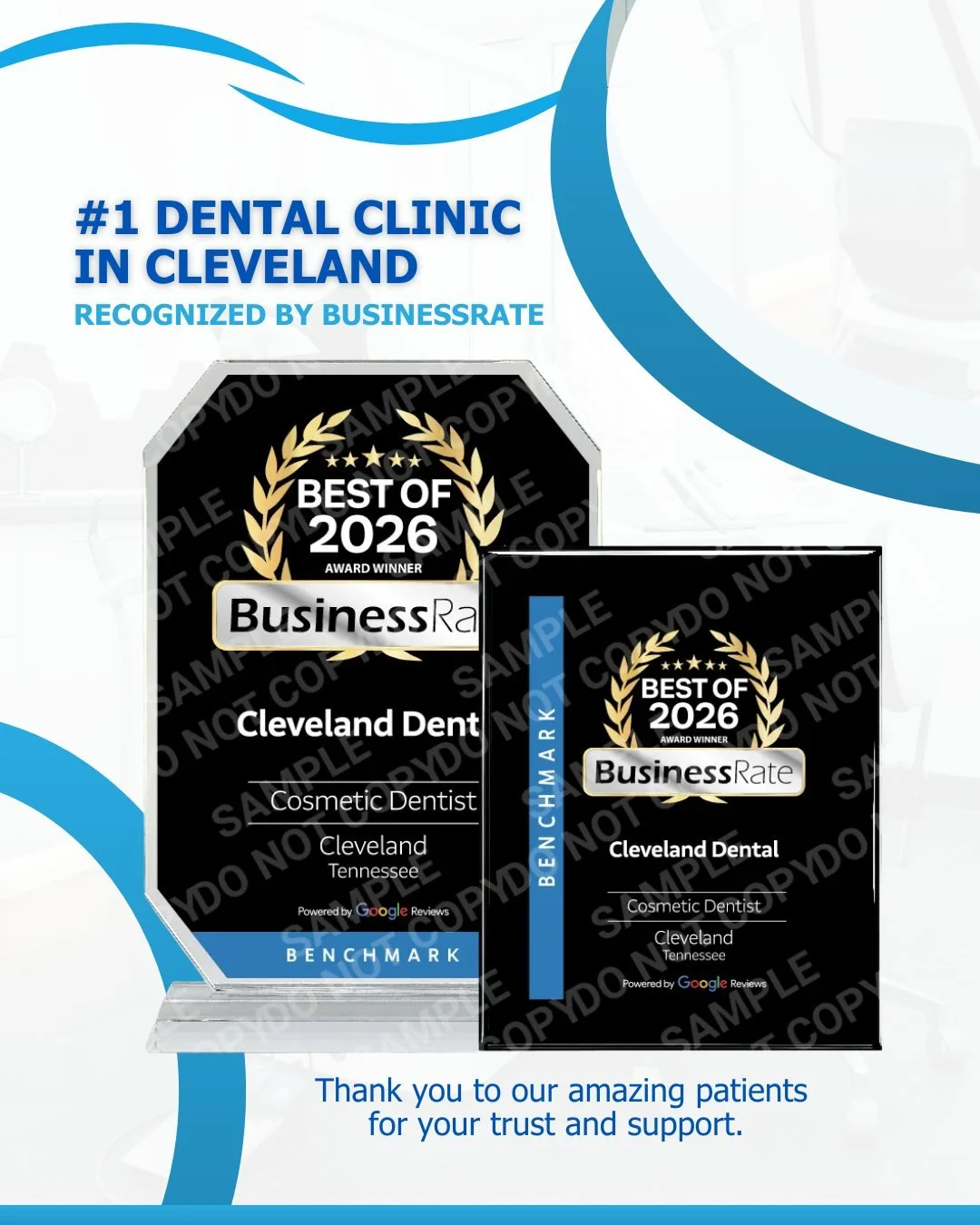 We&rsquo;re honored to be ranked #1 Dental Clinic in Cleveland by BusinessRate 🏆
Thank you to our amazing patients for your trust and support. Your smiles are the reason we do what we do every day! 🦷✨