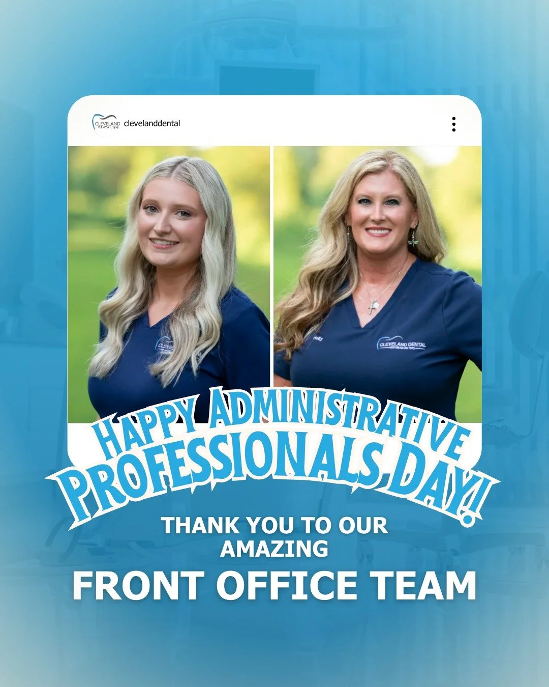 Today we celebrate our incredible front office team 💙
Thank you for being the friendly faces that welcome our patients, keep everything running smoothly, and make every visit a great experience. We appreciate all that you do!