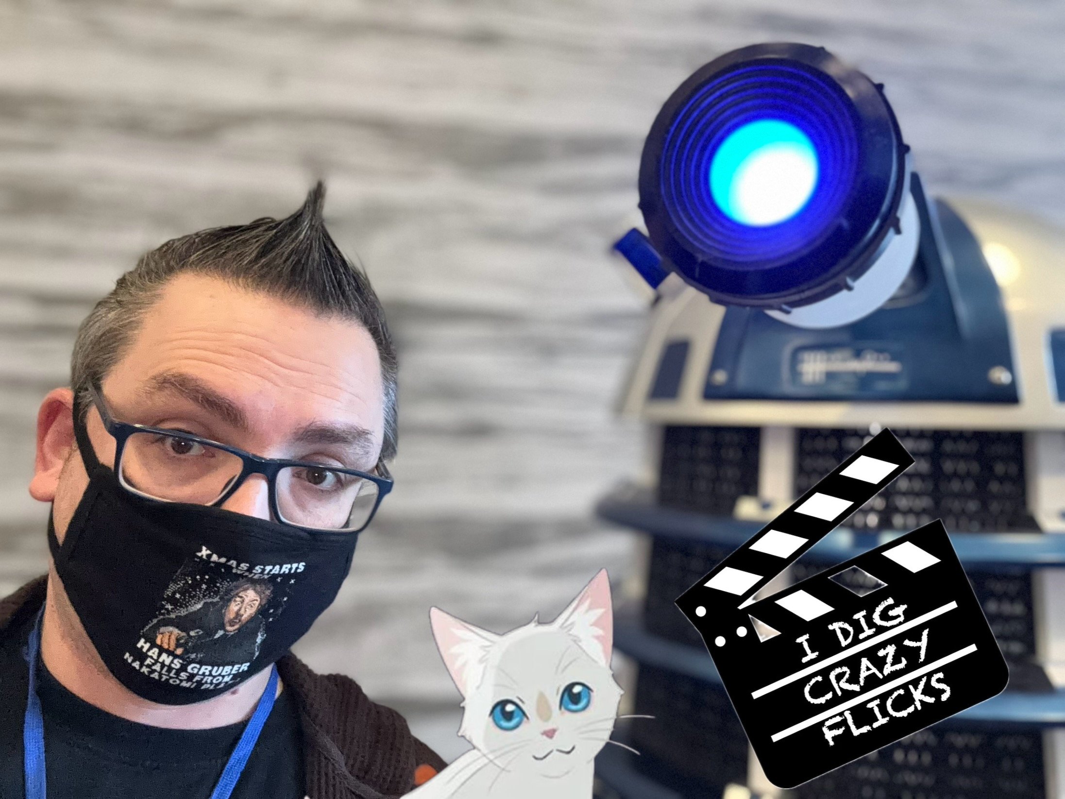 CatBusRuss, Toro the white cat, and a Dalek