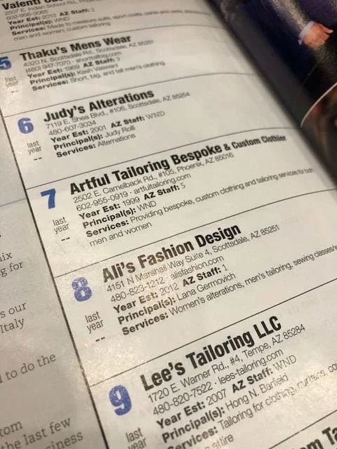 Ranking Arizona Bespoke and Custom Clothing