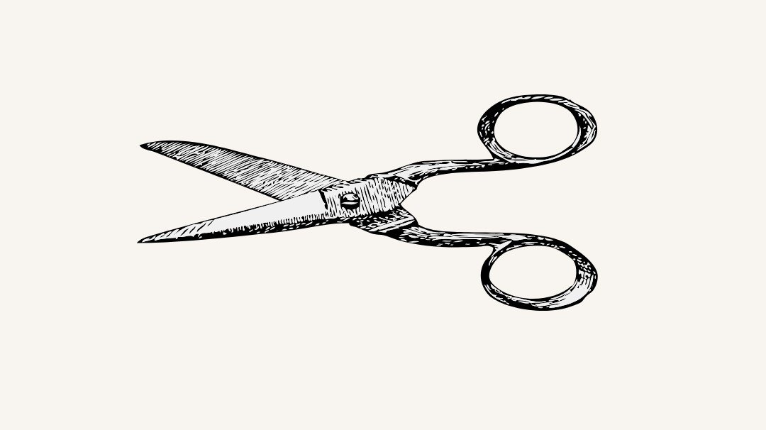 Black and white sketch of tailoring scissors
