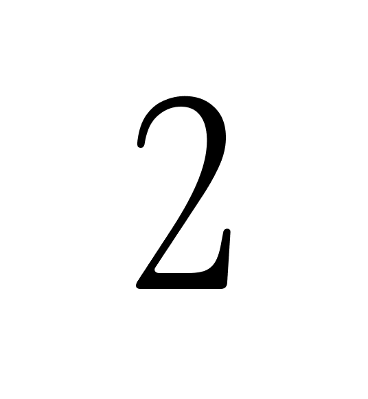 A white circle with the number two in black in the center.