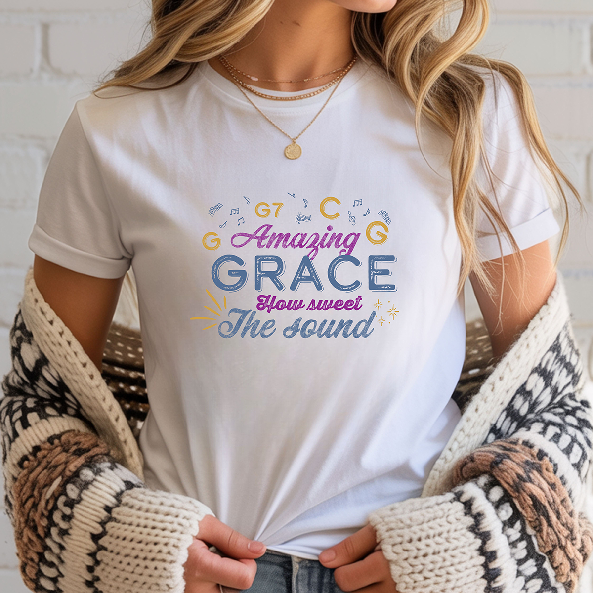 'Amazing Grace with Musical Chords' T-Shirt
