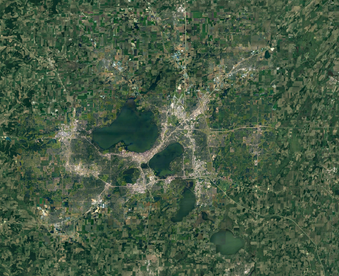 Google Earth image of the Yahara watershed