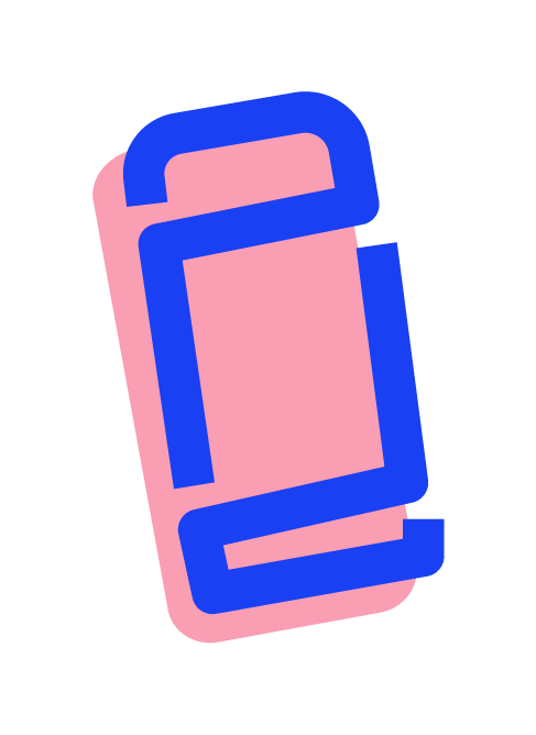 pink eraser, blue outline, sideby logo