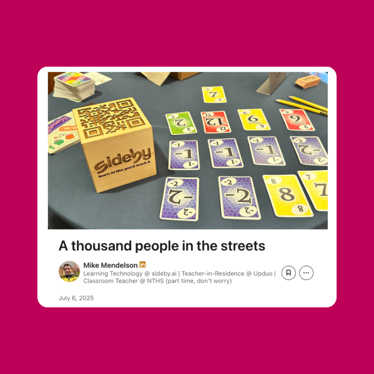 sideby sundays by Mike Mendelson from a linkedin article called A thousand people in the streets