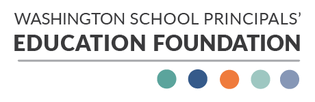Washington School Principals Education Foundation logo with text and six colored circles.