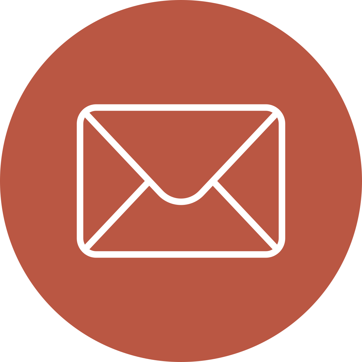 Icon of an envelope on a brown circular background.