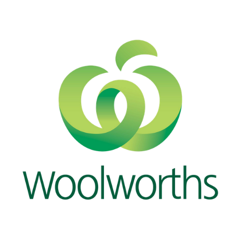 Logo of Woolworths with green circular design and the name 'Woolworths' underneath.