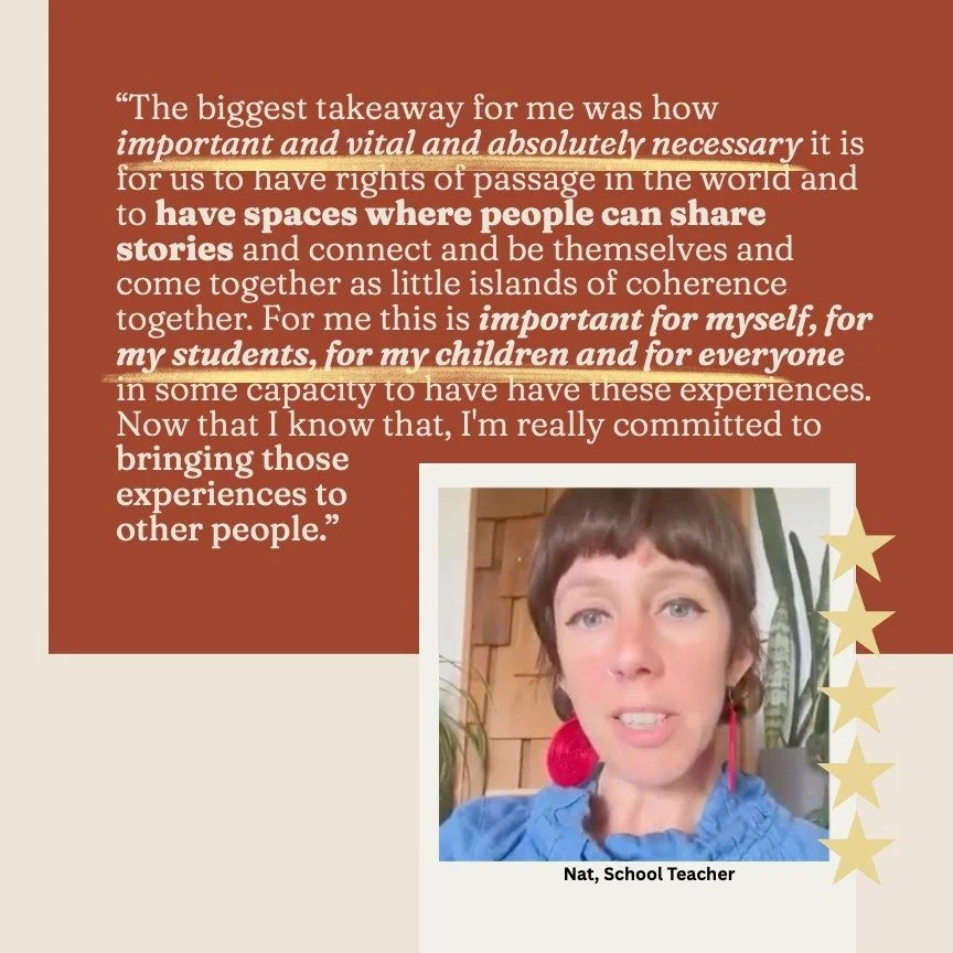 I had the joy and privilege of meeting Nat around three years ago, when she came along to the Rites of Passage Leadership Training with another amazing teacher from her school.

I get SO excited when I reflect on their journey as colleagues and peers