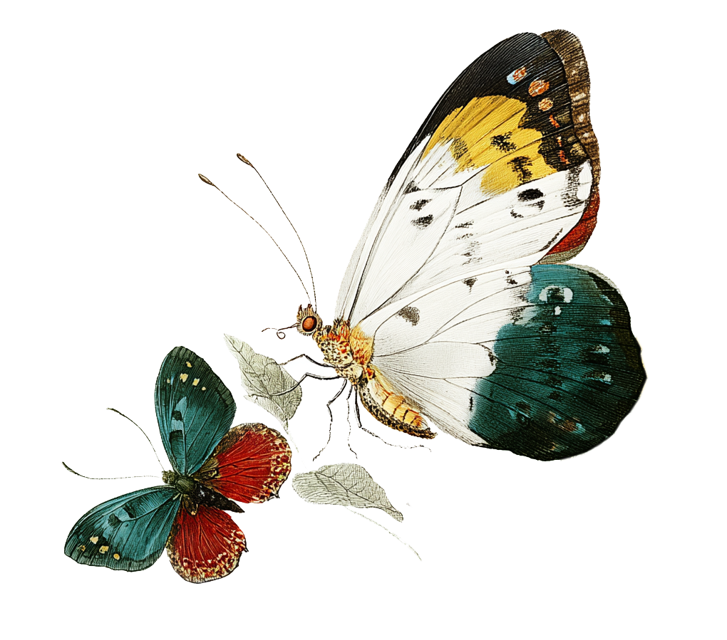 Image of two flying butterflies