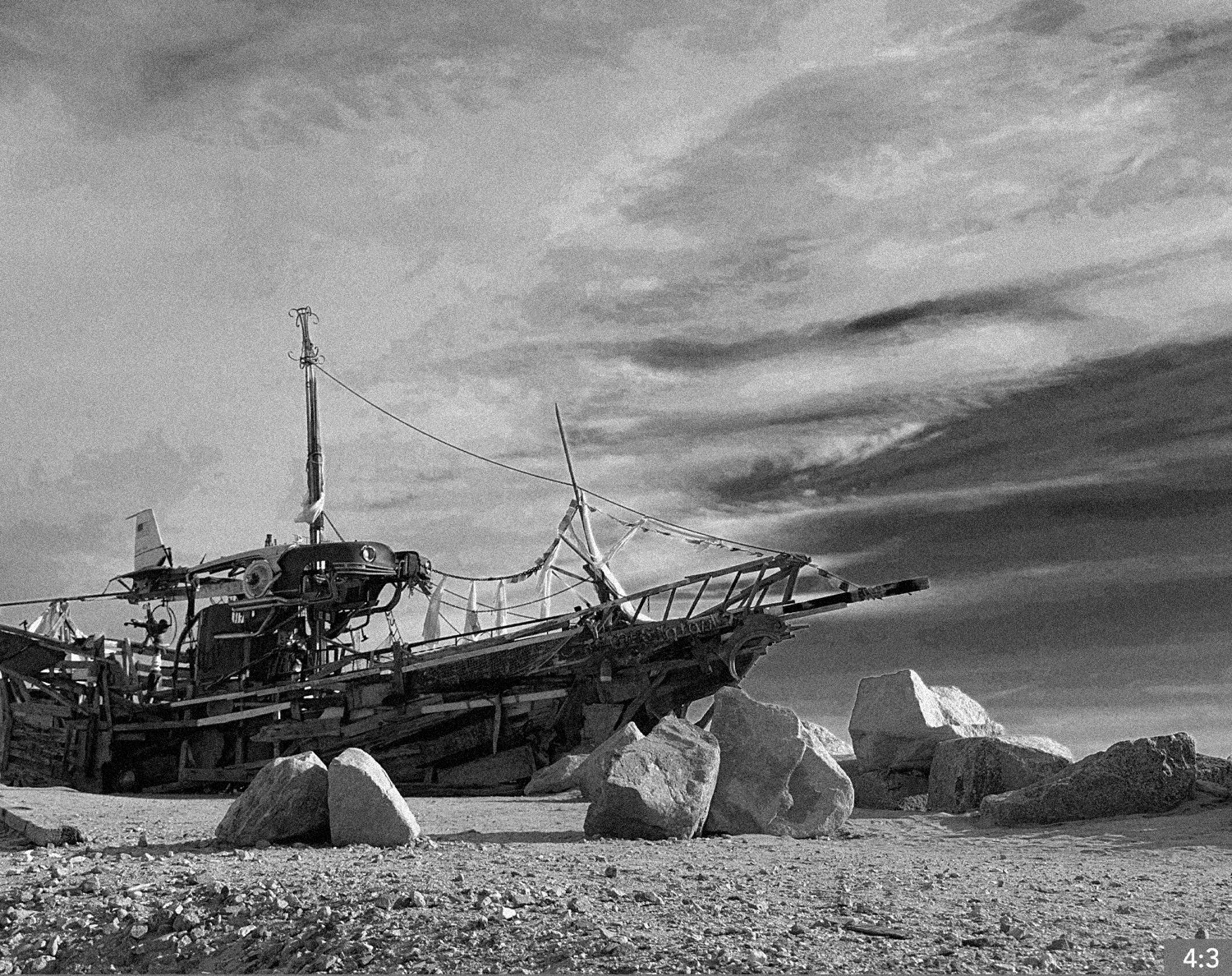 72. Salton Sea  4. SHOT: LONG/MEDIUM/CLOSE: father watches his daughter pretending to be a bird around the abandoned ship
7. SHOT: CLOSE/MEDIUM/LONG: father and daughter play hide and seek amongst the art installations.