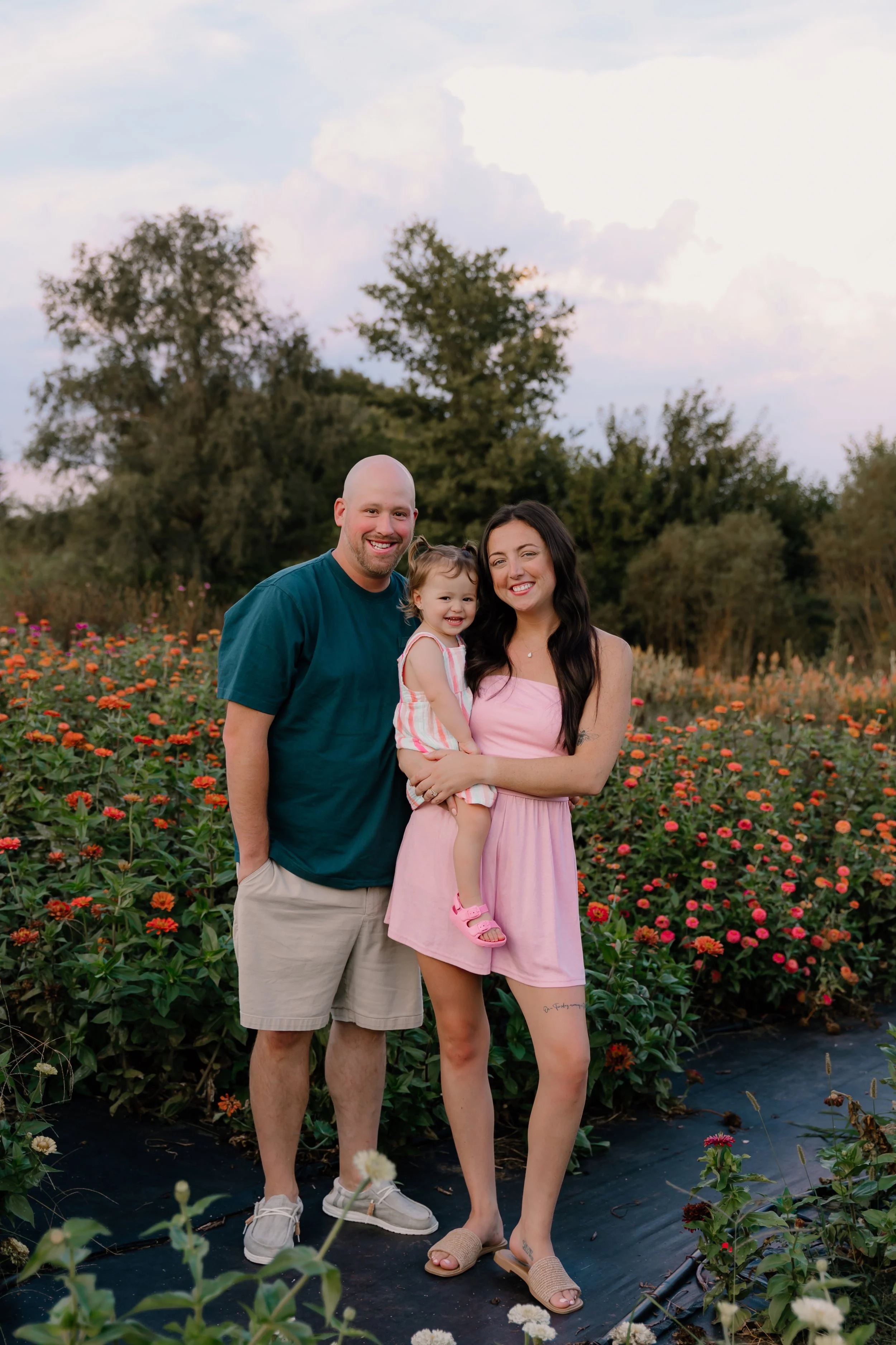 Flower Field Family Photos with a Toddler at Stone School Farms in Trivoli, Illinois