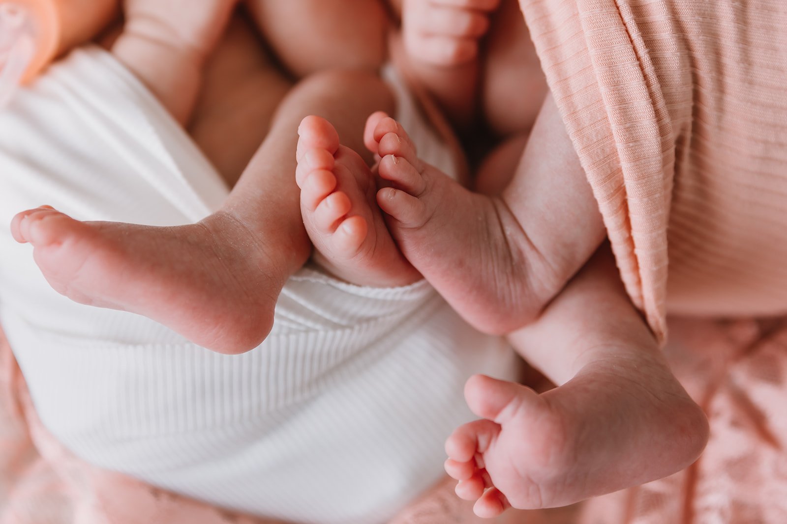 tiny twin babies during an indoor newborn session in peoria
