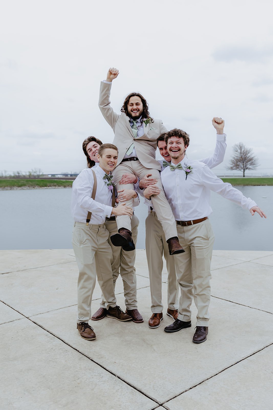 groomsmen posing together in tremont illinois