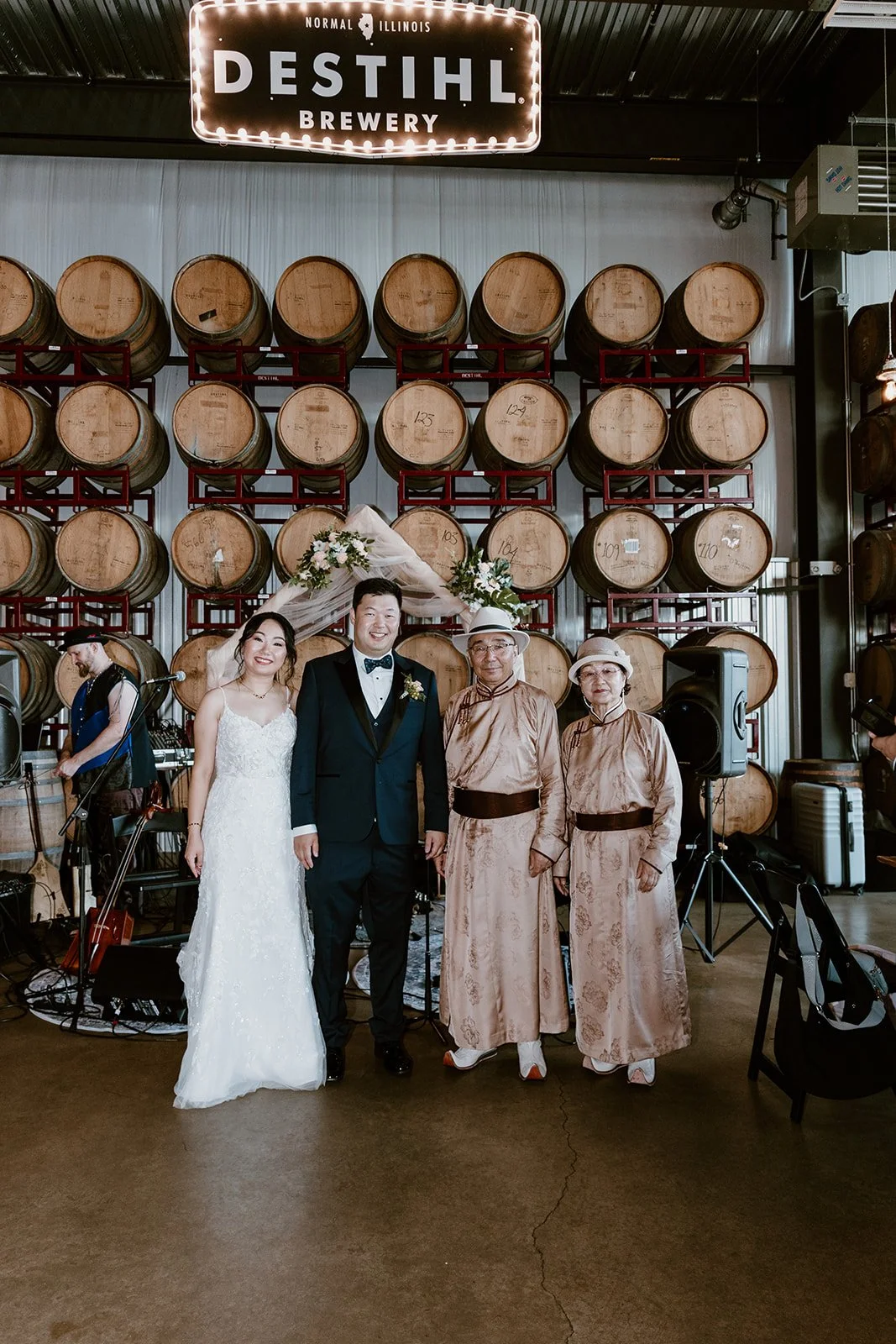 wedding photo taken at dehstil brewery in Bloomington illinois