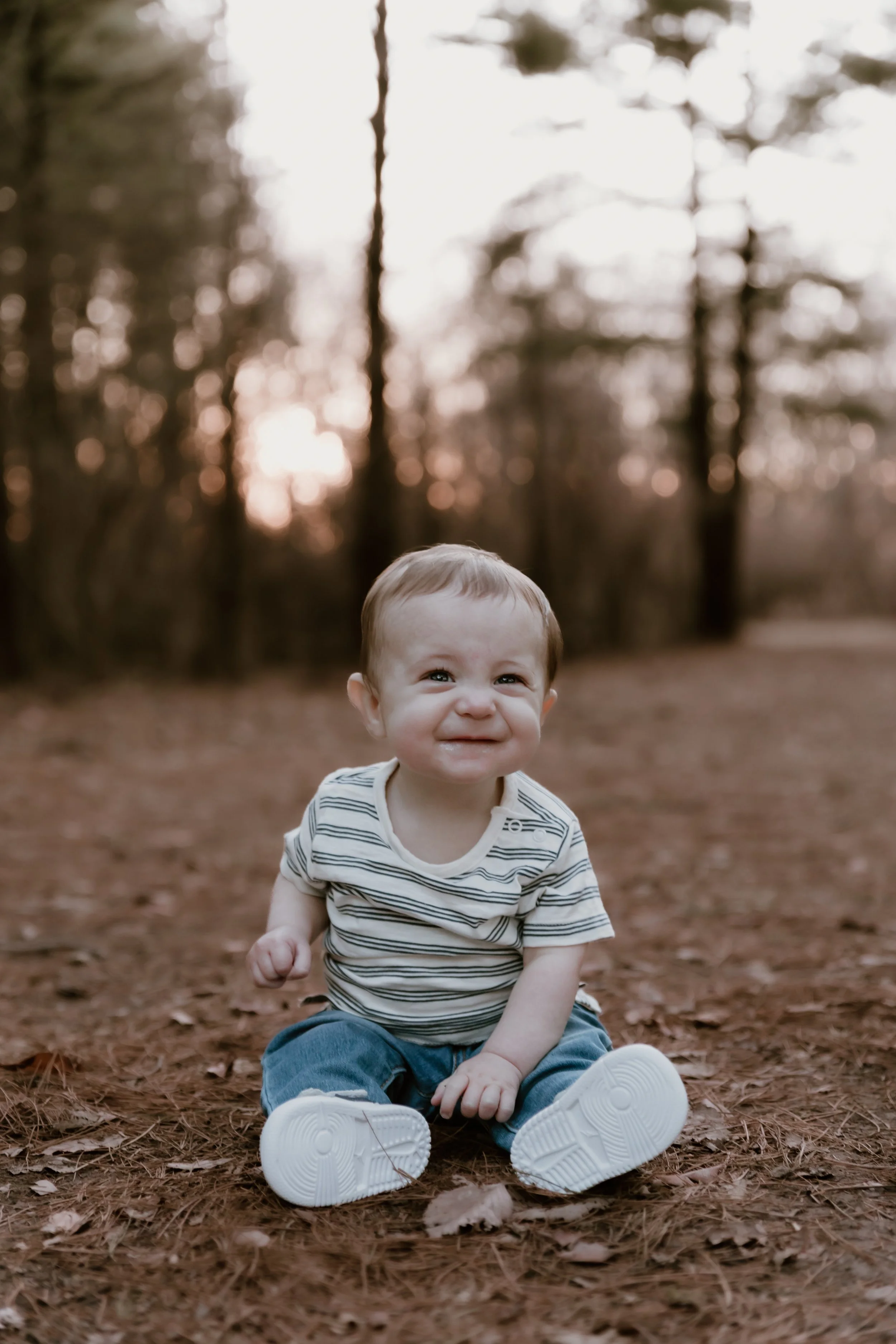 Outdoor baby portrait taken during family photos in Central Illinois