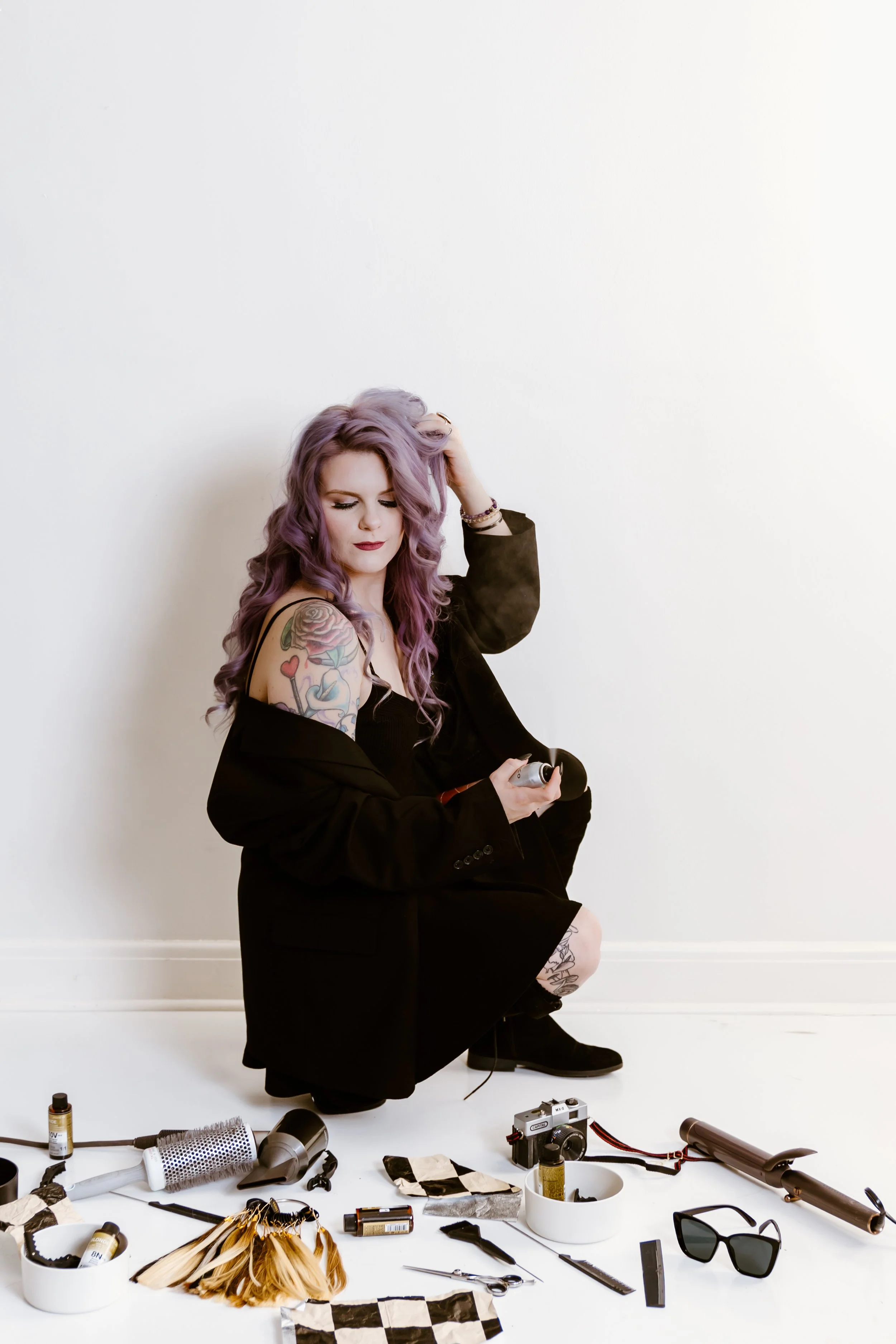 studio branding session for a hair salon business in peoria illinois