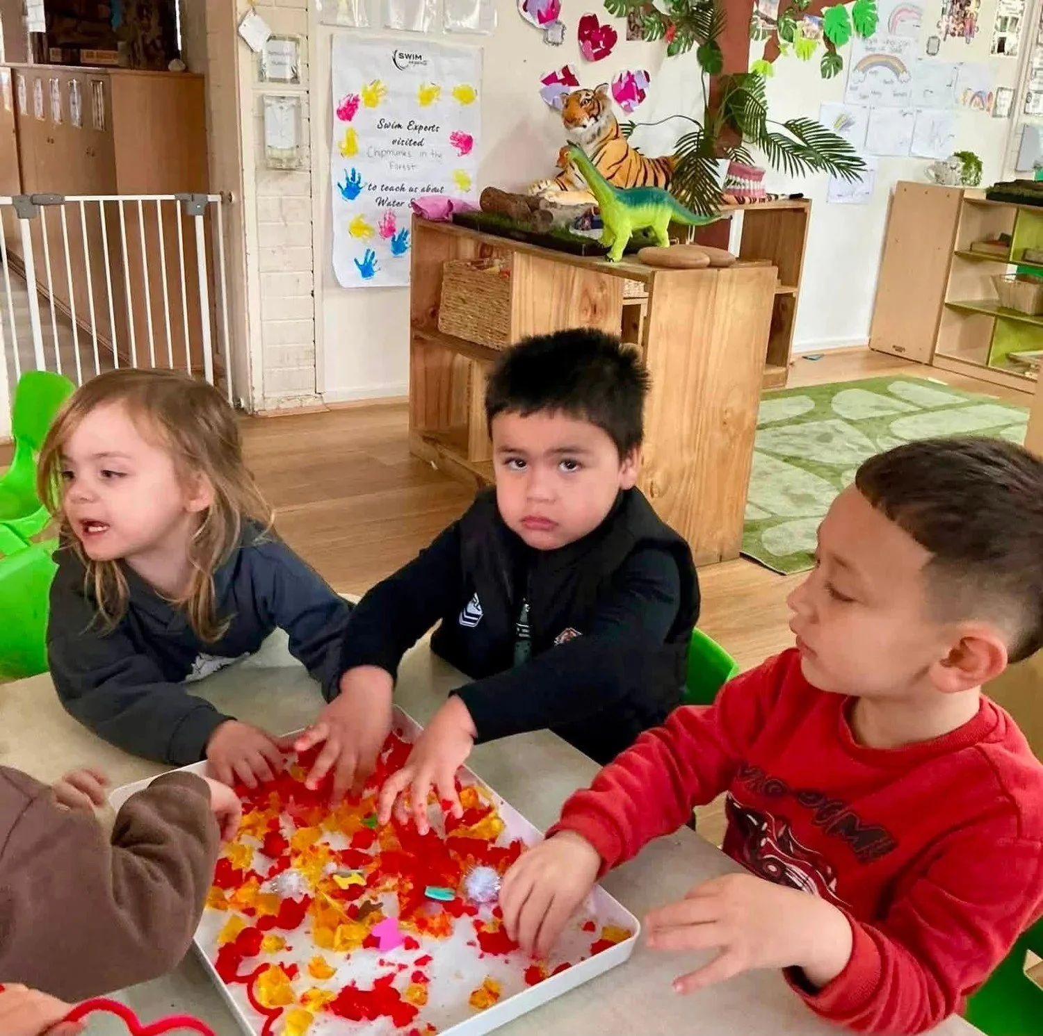 Children doing a hands-on craft activity together