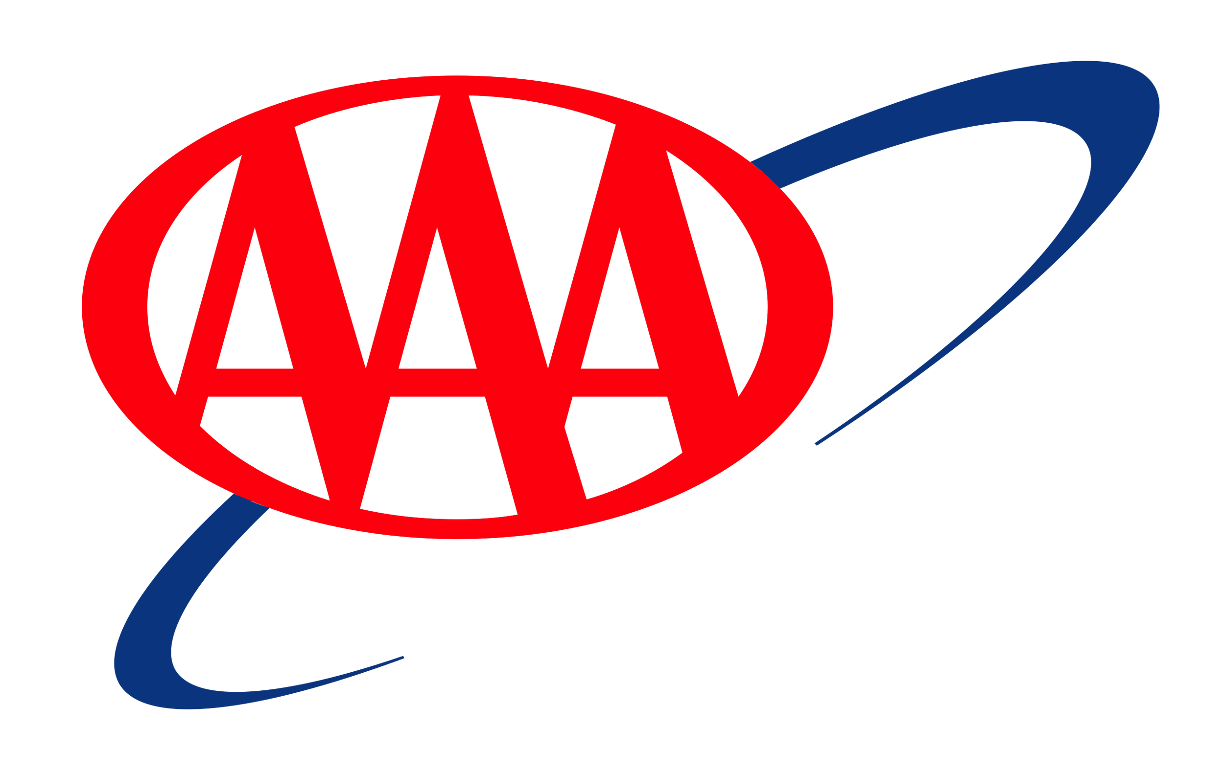 The AAA logo features a red oval with stylized uppercase A's inside, superimposed on a blue orbital ring on a black background.